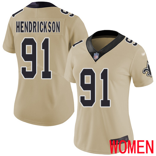 New Orleans Saints Limited Gold Women Trey Hendrickson Jersey NFL Football 91 Inverted Legend Jersey
